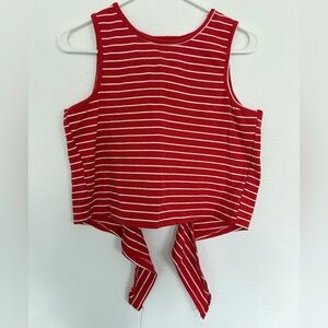 Medium Red Striped Sleeveless Top